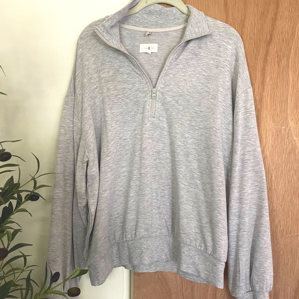 Lou & Grey Quarter Zip Grey Sweater | LOFT